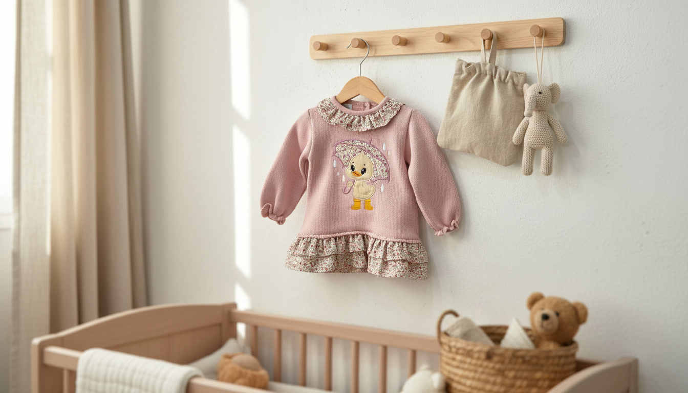 vestido de punto rosa niña