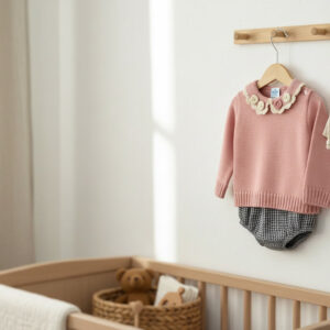 conjunto bebé jersey punto rosa