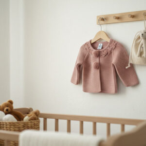 chaqueta punto bebé rosa