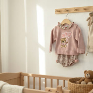 conjunto bebé niña punto rosa