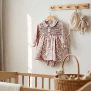 vestido bebé nido de abeja floral