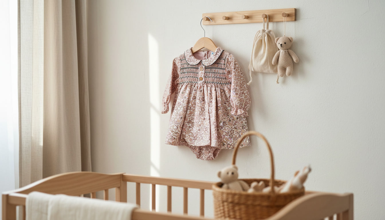 vestido bebé nido de abeja floral