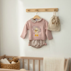 conjunto bebé jersey rosa patito